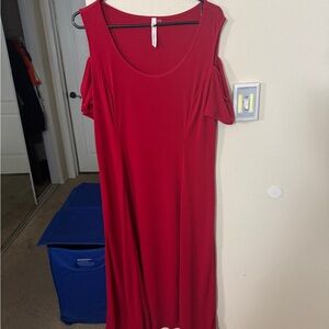 NY Collection Vibrant Red Midi Dress